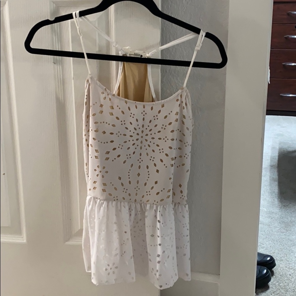 Buddylove white eyelit peplum tank